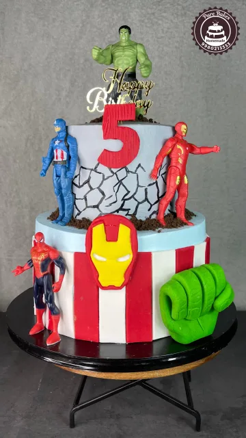 Avengers Birthday Cake Design for Kids Fifth Birthday Celebration