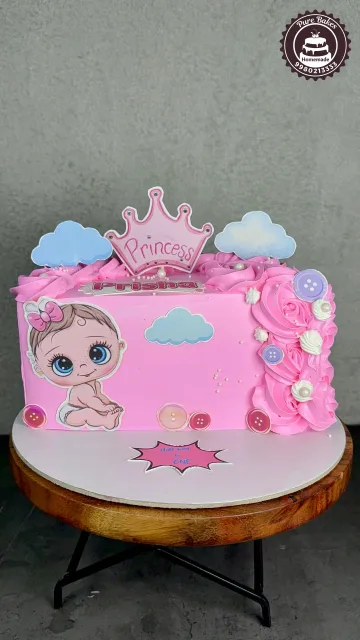 Baby Princess Pink Half Birthday Cake
