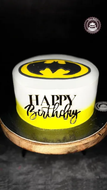 Batman Theme Birthday Cake with Bold Yellow Design