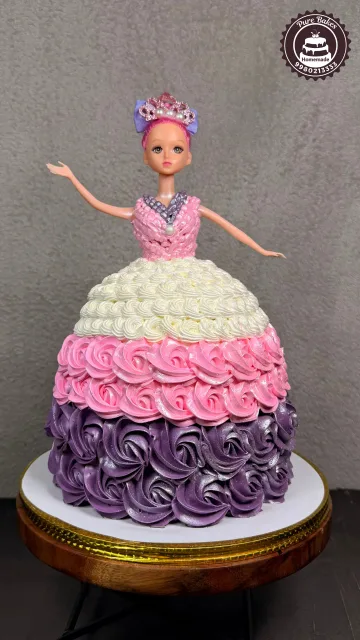 Beautiful Princess Doll Rosette Birthday Cake for Girls Celebration