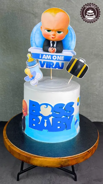Boss Baby First Birthday Cake Design for Baby Boy