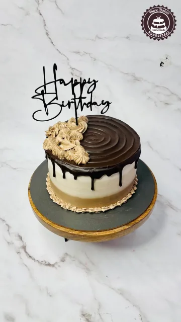Chocolate Ganache Drip Cake with Cream Swirl Toppings