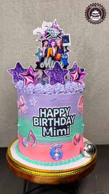 Colorful K-Pop Theme Birthday Cake for Kids