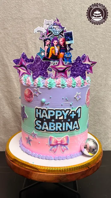 Colorful KPop Themed First Birthday Cake for Baby Girl