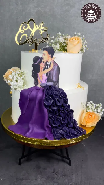 Couple Silhouette Purple Theme Cake
