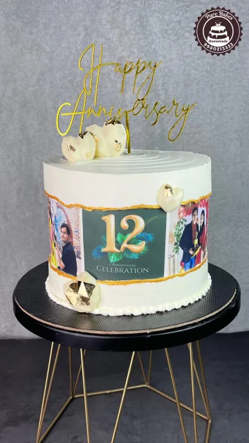 Custom 12th Anniversary Photo Cake