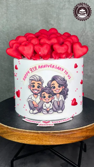 Custom Family Anniversary Heart Cake