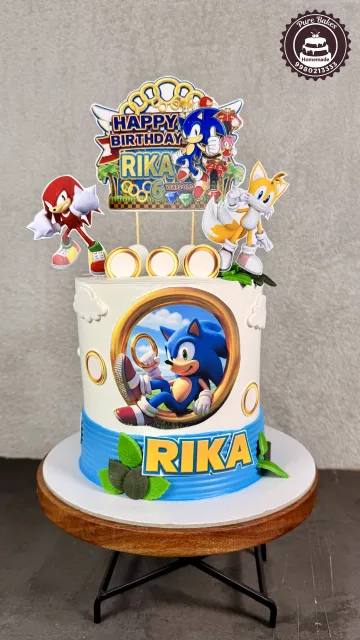 Custom Sonic Birthday Cake with Character Toppers for Kids Party