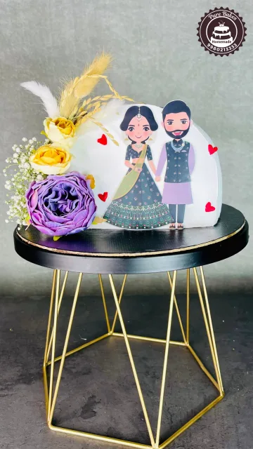 Cute Couple Engagement Cake Design
