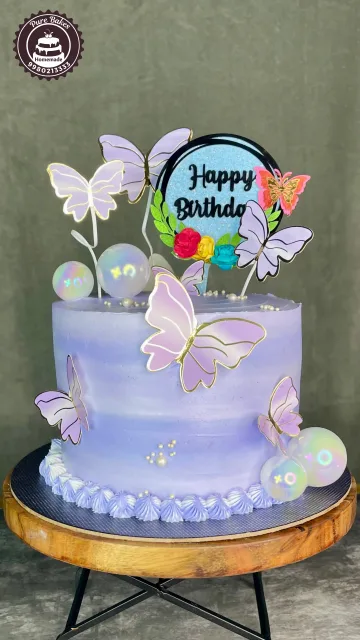 Dreamy Butterfly Birthday Cake with Pastel Purple Theme