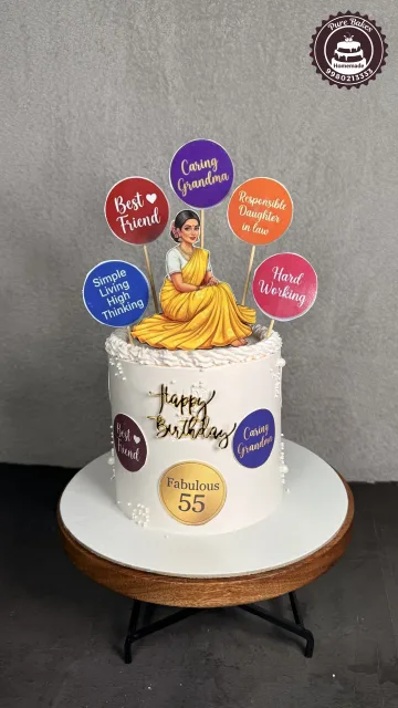 Fabulous 55 Birthday Cake for Grandma with Custom Topper