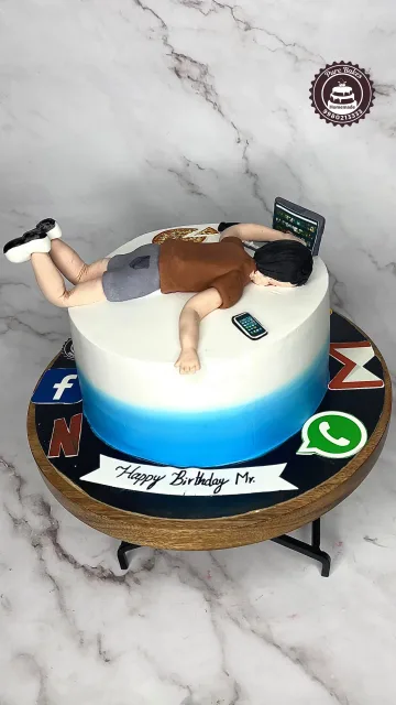 Funny Work From Home Theme Birthday Cake Design