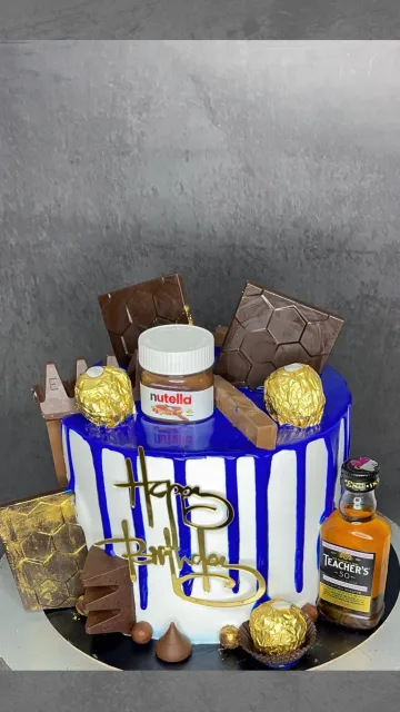 Gourmet Chocolate Drip Birthday Cake with Nutella and Whiskey