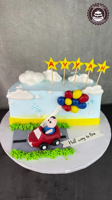 Half Birthday Car Theme Cake