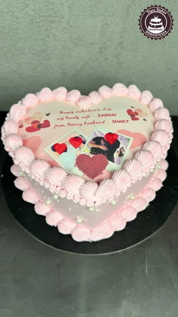 Heart Shape Valentine Photo Cake