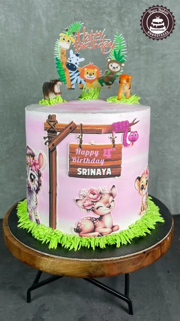 Jungle Safari Birthday Cake Design for Kids Celebration