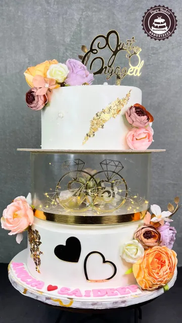 Just Engaged Ring Display Cake