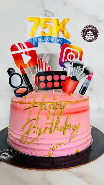Makeup Theme Birthday Cake for Instagram Milestone Celebration