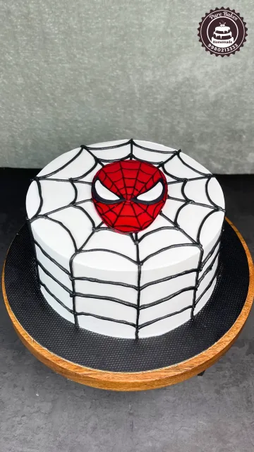 Minimal White Spider-Man Web Design Birthday Cake Theme