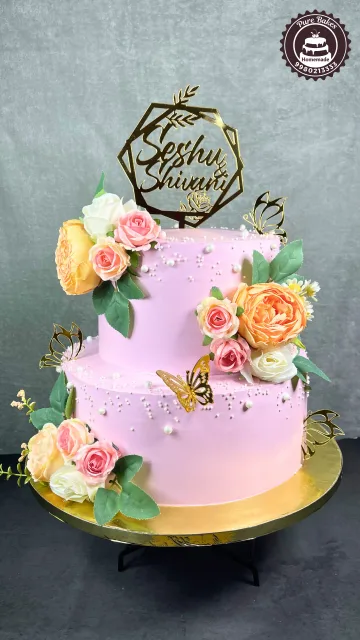 Pastel Butterfly Engagement Celebration Cake