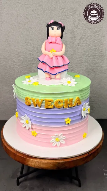 Personalized Pink Birthday Cake with Heart Calendar Theme