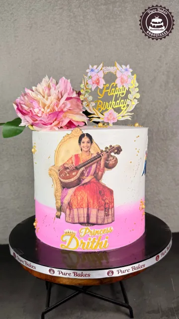 Personalized Veena Theme Birthday Cake for Little Princess