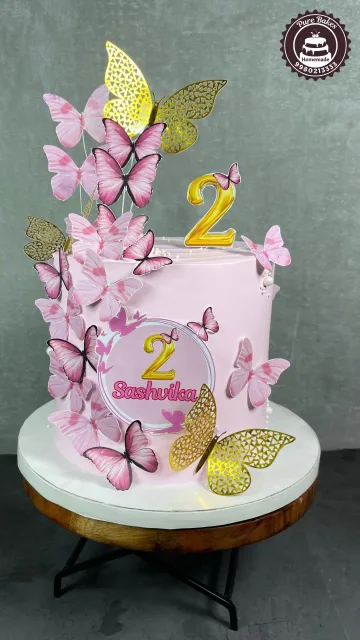 Pink Butterfly Birthday Cake for Baby Girl Celebration