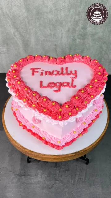 Pink Heart Shape Birthday Cake with Buttercream Border