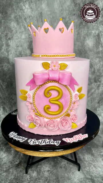 Pink Princess Crown Birthday Cake for Baby Girl