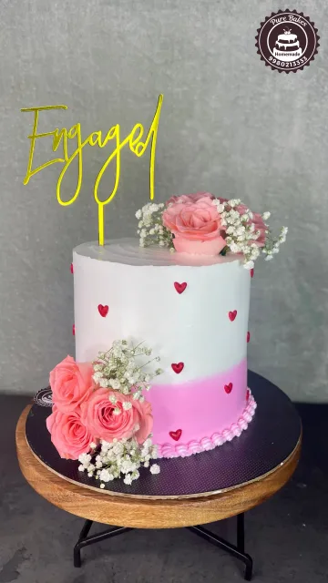 Pink Rose Engagement Celebration Cake
