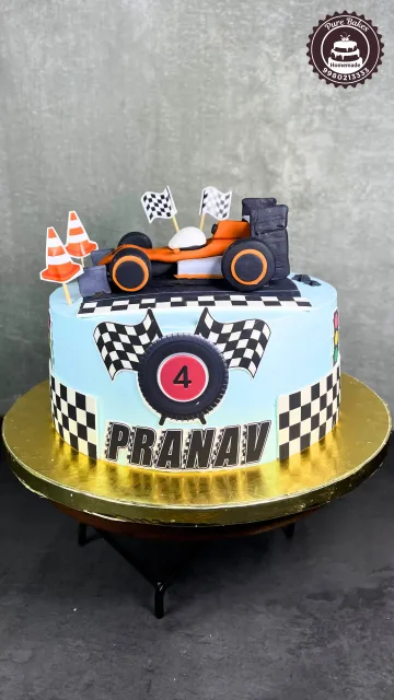 Race Car Theme Birthday Cake for Kids Celebration