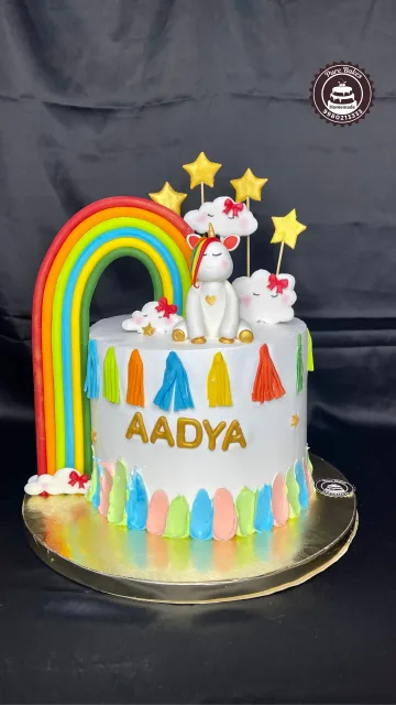 Rainbow Unicorn Theme Birthday Cake for Kids Celebration