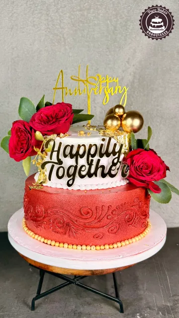 Romantic Red Rose Anniversary Cake