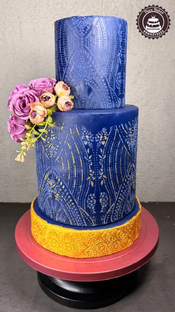 Royal Blue Mehndi Wedding Cake