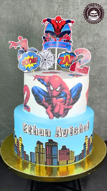 Spiderman Two Tier Birthday Cake for Boys Party