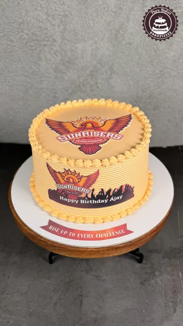 Sunrisers Hyderabad Theme Birthday Cake with Custom Name Design