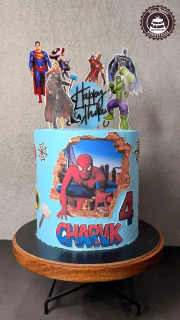 Superhero Spiderman Birthday Cake with Custom Name Design