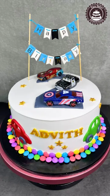 Superhero Toy Car Birthday Cake for Boys Celebration