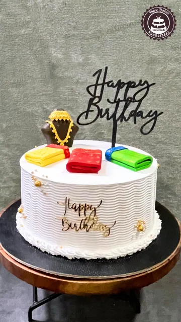 Traditional Saree Theme Birthday Cake with Custom Decorations