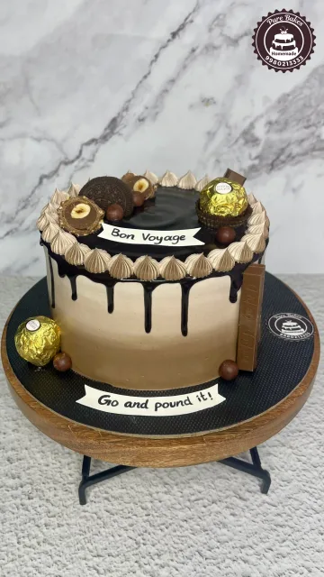 Travel Theme Chocolate Drip Cake