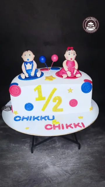 Twin Babies Half Birthday Cake