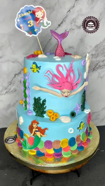 Underwater Mermaid Theme Cake for Kids First Birthday Party