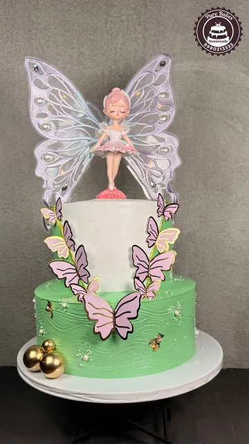 Whimsical Butterfly Fairy First Birthday Cake for Baby Girl