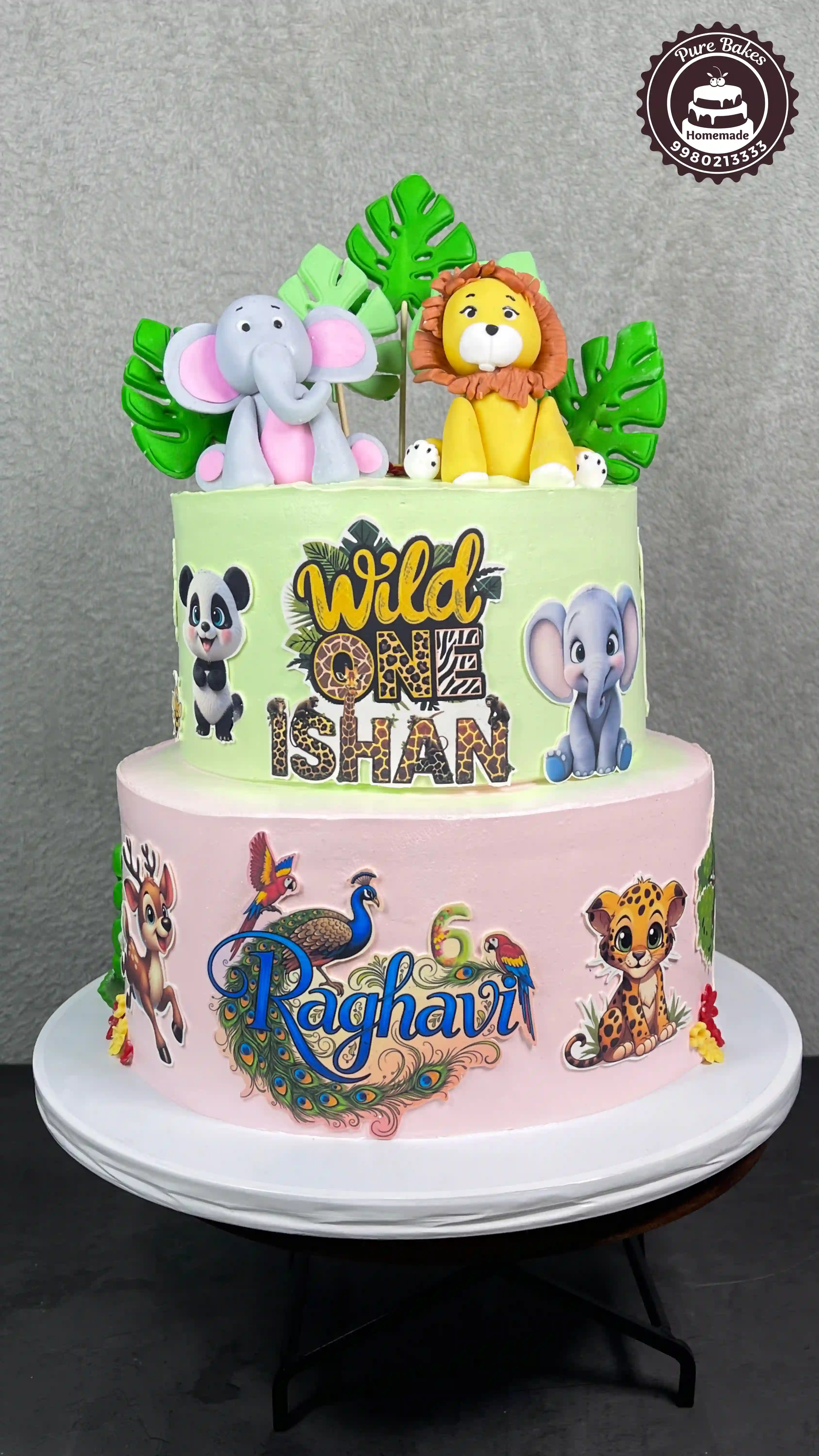Tall custom celebration cake made by PureBakes Hyderabad