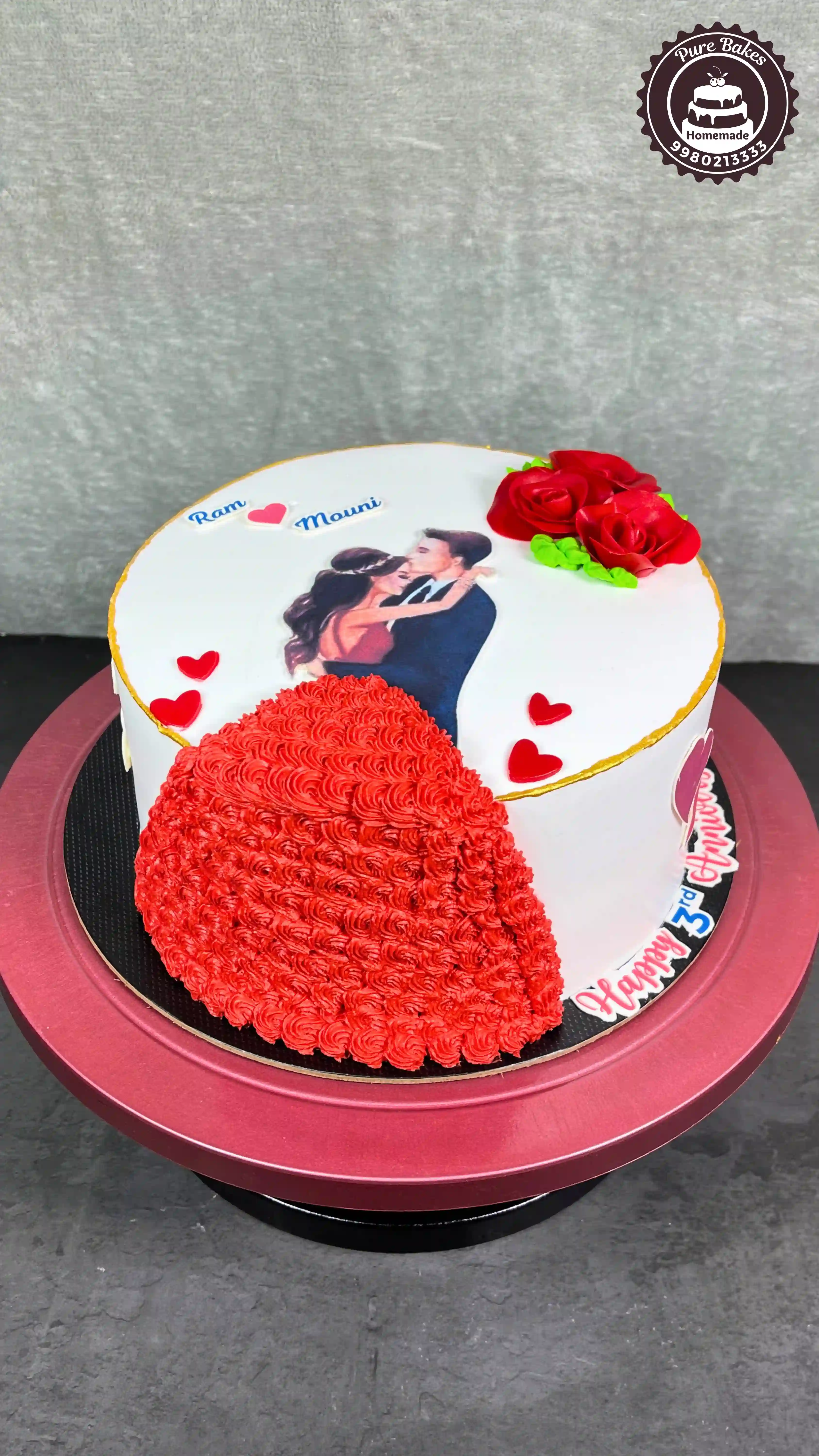 Heart Dress Anniversary Cake Design