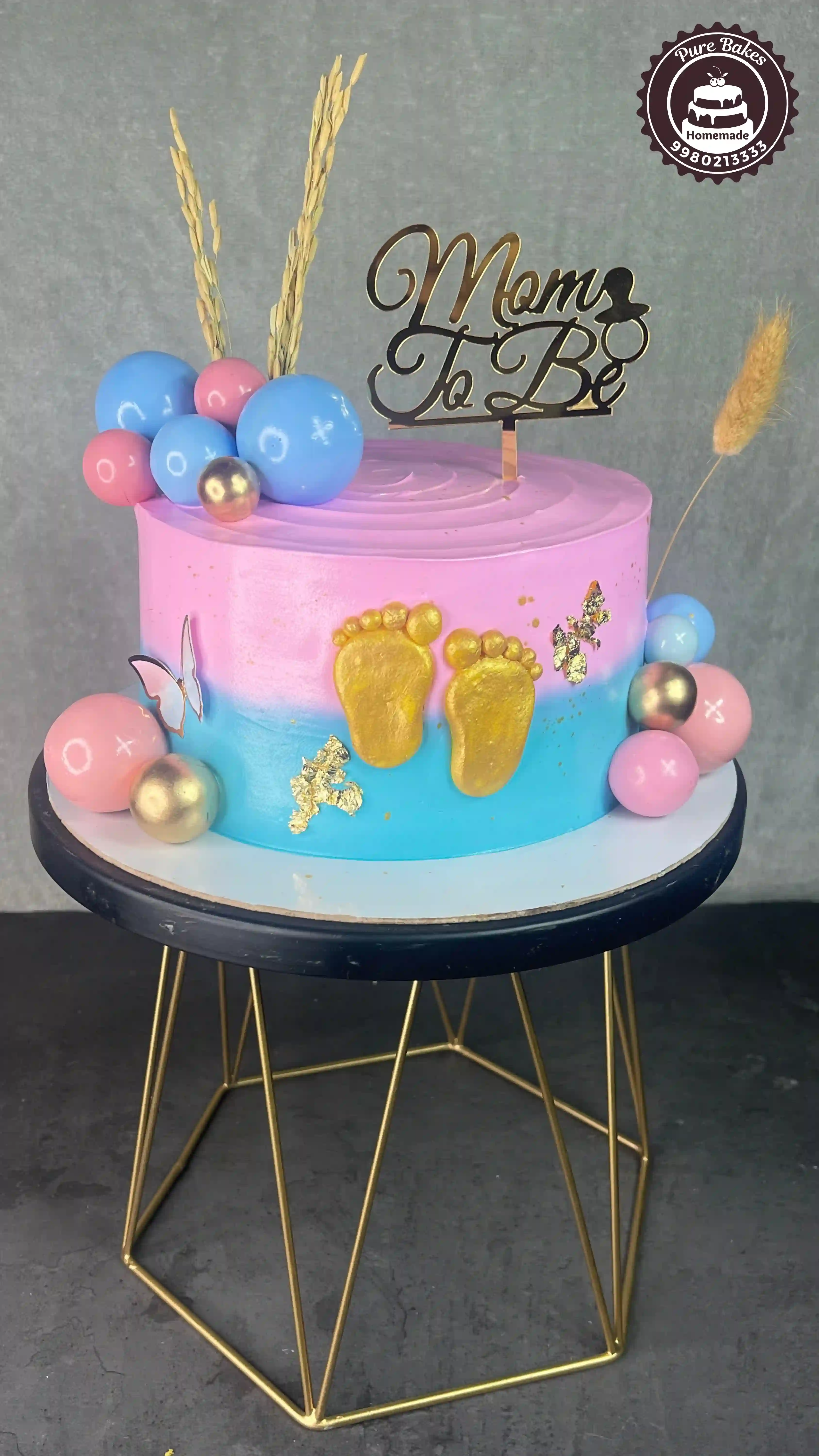 Pink Blue Baby Reveal Cake