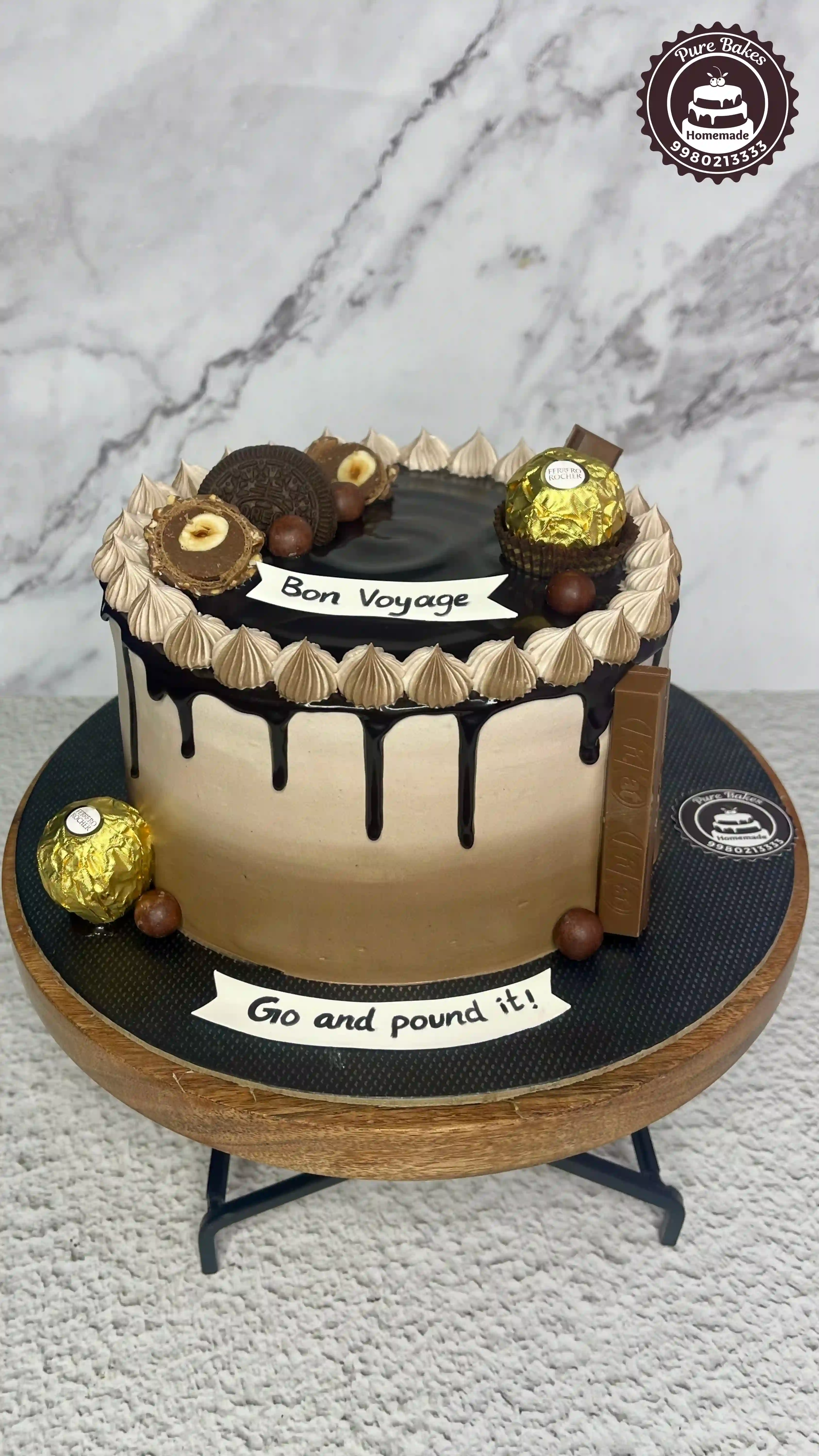 Travel Theme Chocolate Drip Cake