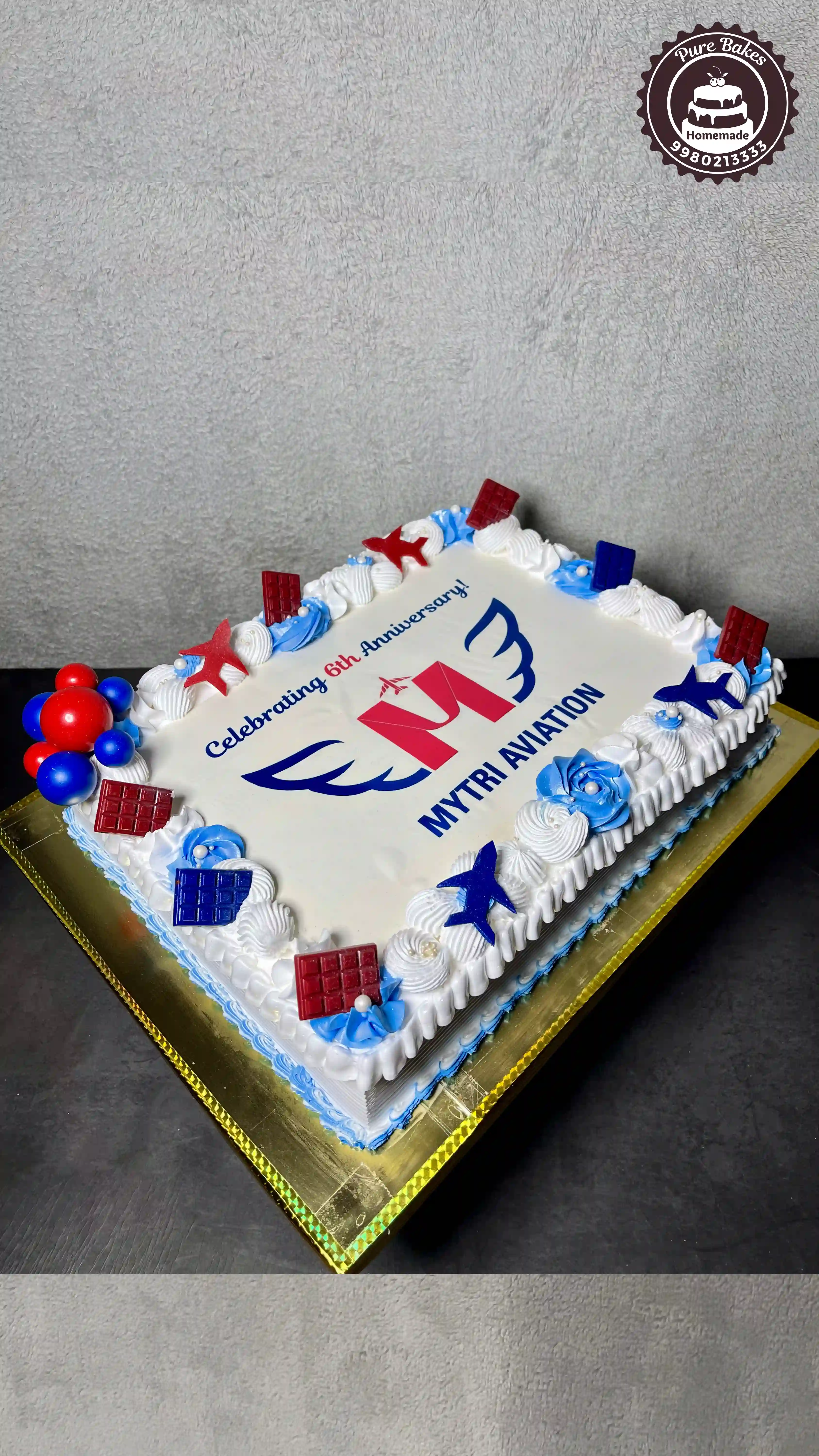 Aviation Anniversary Theme Celebration Cake