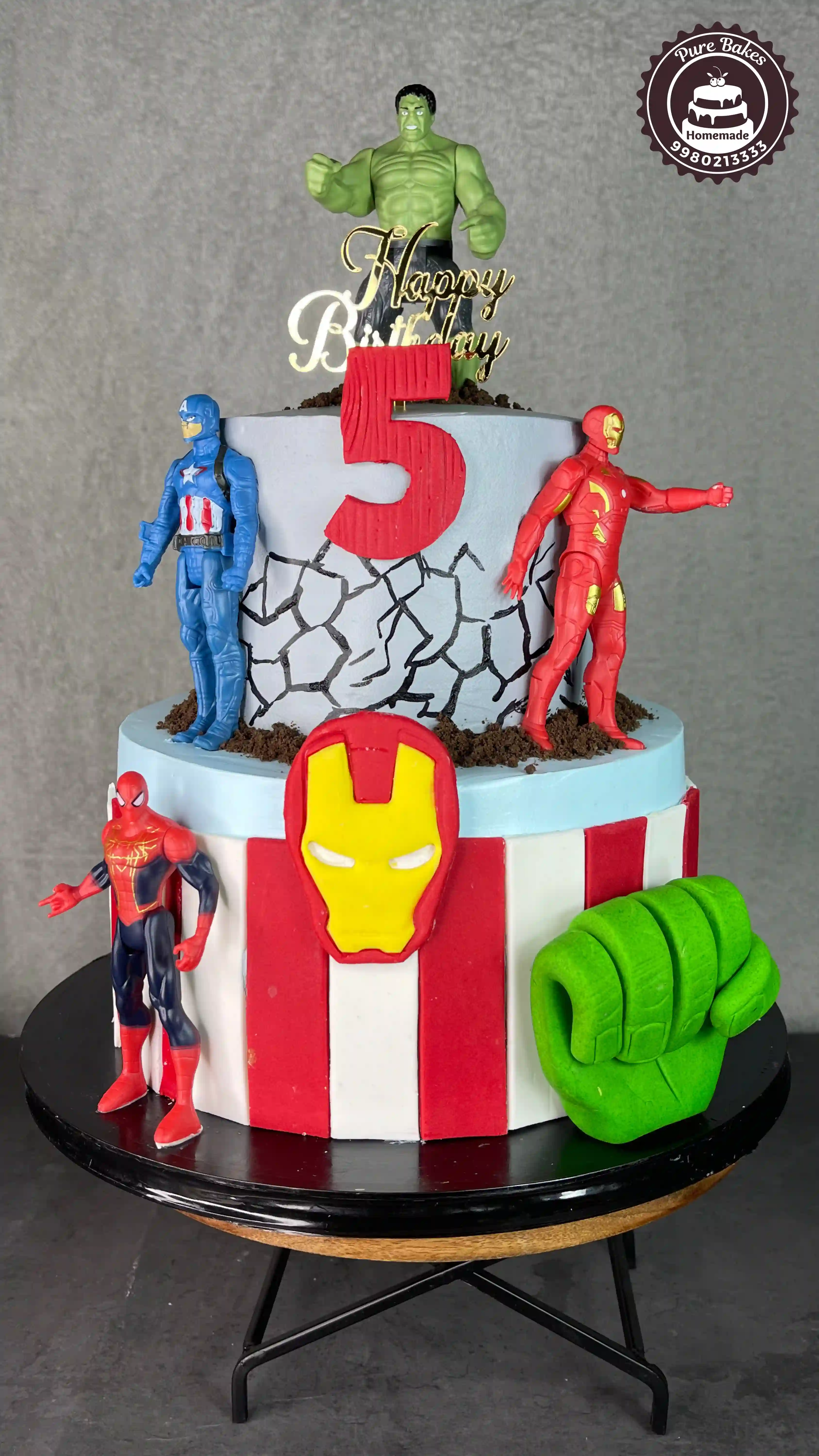 Avengers Birthday Cake Design for Kids Fifth Birthday Celebration