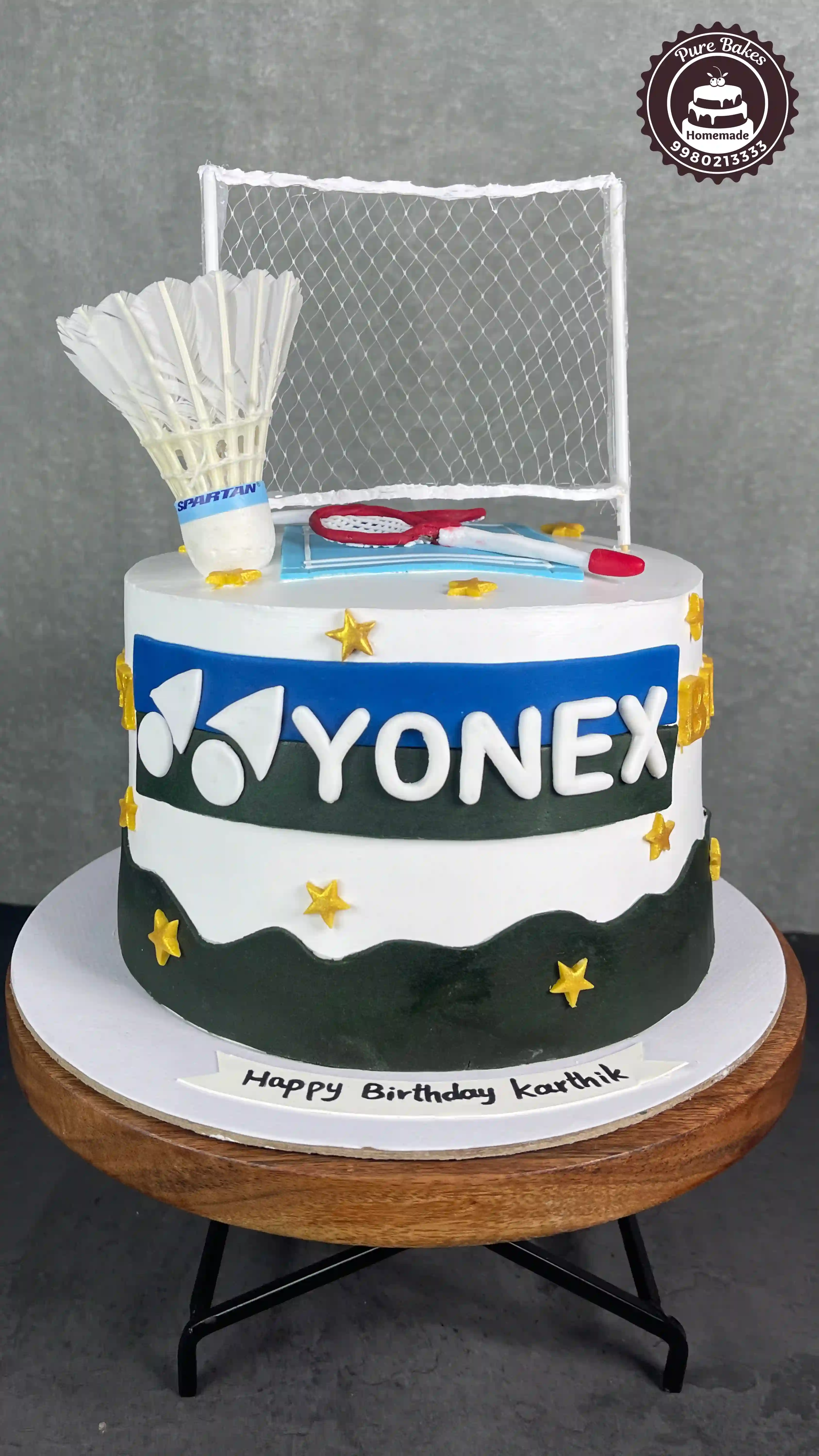 Badminton Theme Birthday Cake with Custom Sports Decorations